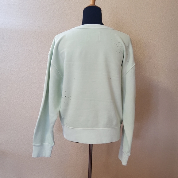 Citizens of Humanity Distressed Crop Pullover Sweatshirt Size S Blue - Picture 7 of 13